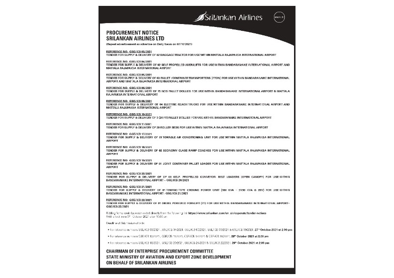 66 - Procurement Notices- Sri Lankan Airlines