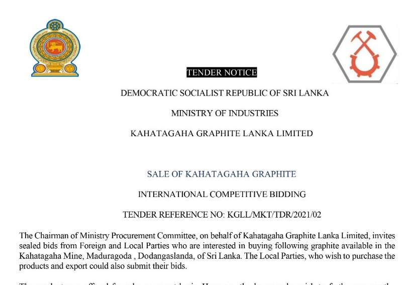 47 - Procurement Notice - Kahatagaha Graphite Lanka Limited