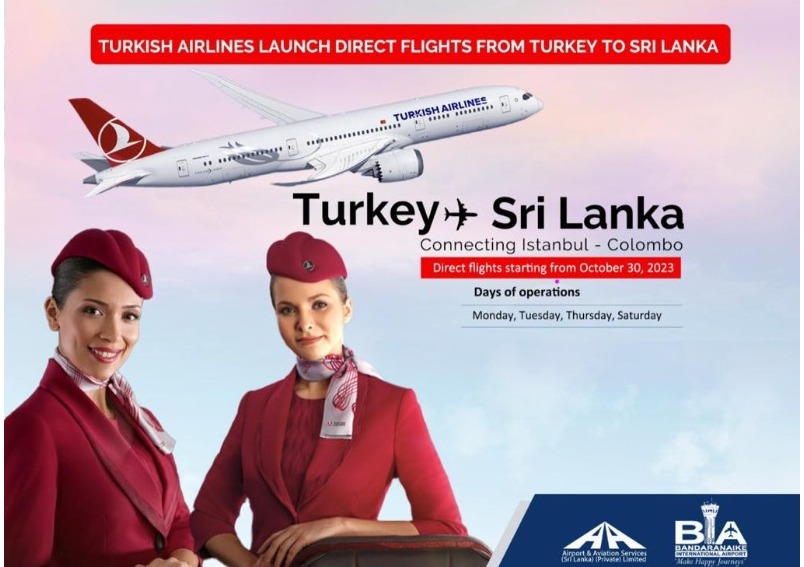 Launch of direct flights from Türkiye to Sri Lanka by Turkish Airlines from 30 October 2023