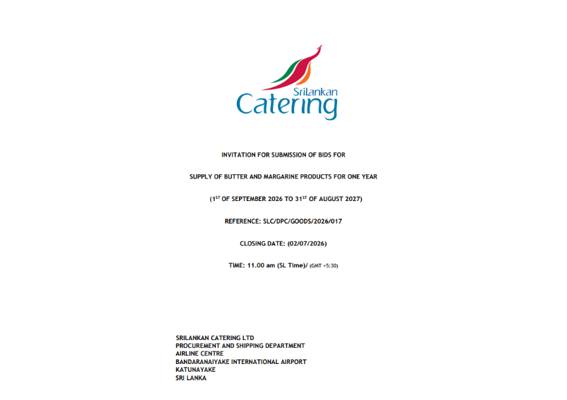 INVITATION FOR SUBMISSION OF BIDS FOR SUPPLY OF BUTTER AND MARGARINE PRODUCTS FOR ONE YEAR