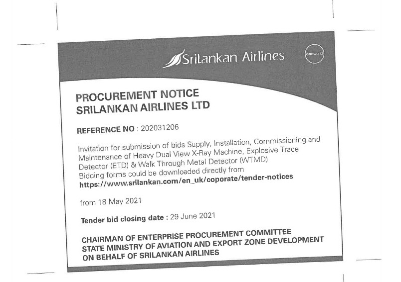 34 - Procurement Notice of Sri Lankan Airlines