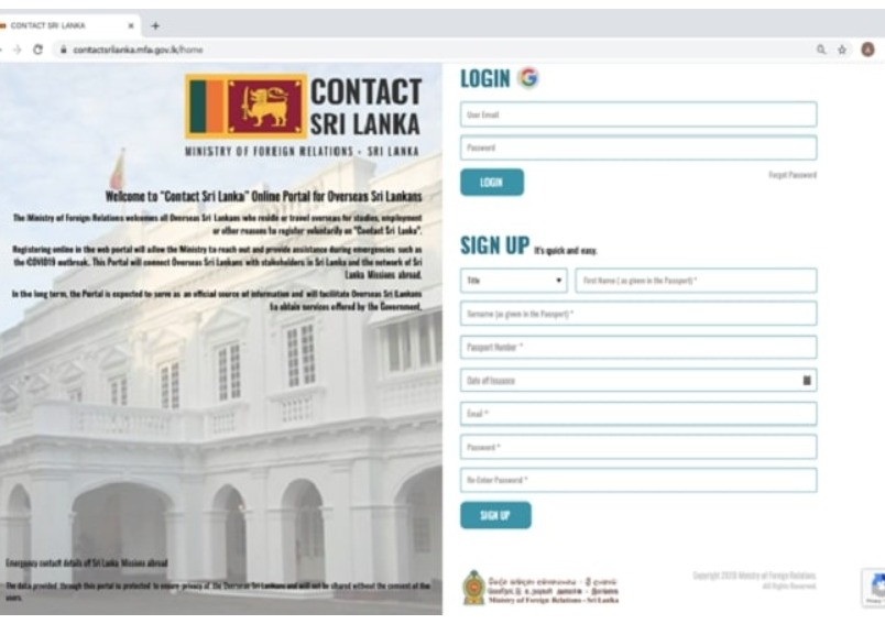 FOREIGN MINISTRY LAUNCHES ‘CONTACT SRI LANKA’-ONLINE PORTAL FOR OVERSEAS SRI LANKANS IN COLLABORATION WITH ICTA