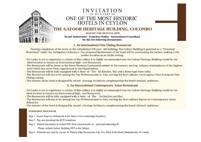 86 - Request for Proposals - Strategic Partnership Proposal on the Gafoor Building, Colombo