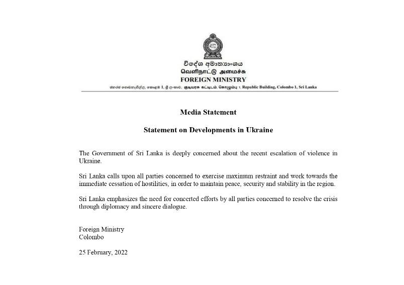 Statement on Developments in Ukraine