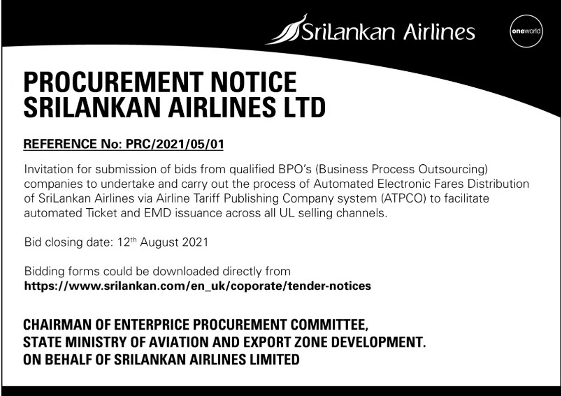 39 - Procurement notice Sri Lankan Airlines LTD