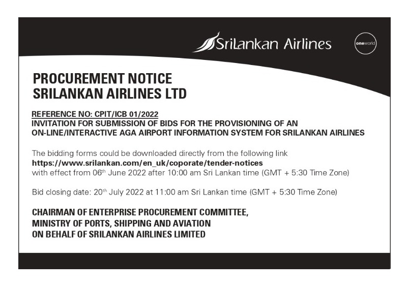 100 - Procurement Notice - M/s. Srilankan Airlines Ltd