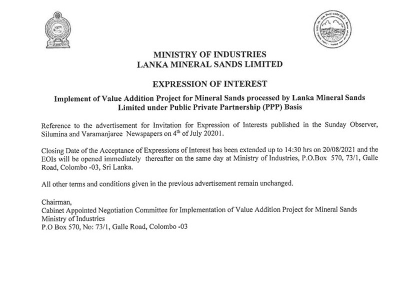 44 - Expression of Interest - Lanka Mineral Sands Limited